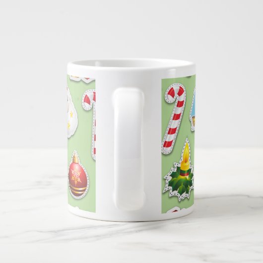 Weihnachtskleber Feste Muster Jumbo-Tasse (Rückseite)