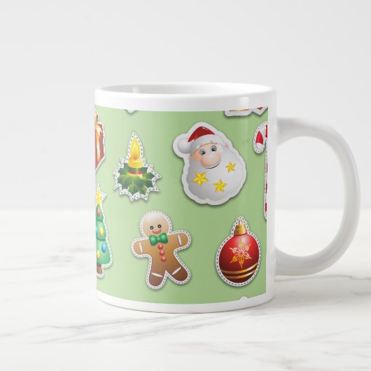 Weihnachtskleber Feste Muster Jumbo-Tasse (Rechts)