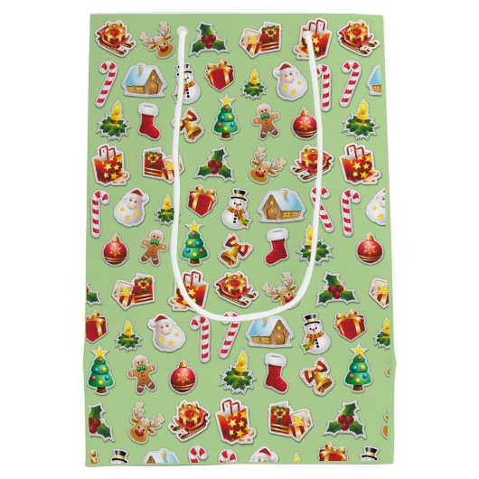 Weihnachtskleber Feste Muster Mittlere Geschenktüte (Rückseite)