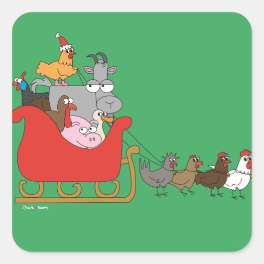 Weihnachtskleber für die Landwirtschaft Quadratischer Aufkleber (Vorderseite)
