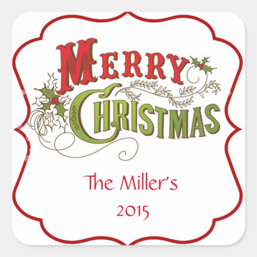 Weihnachtskleber für Jahrgänge Quadratischer Aufkleber (Vorderseite)