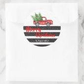 Weihnachtskleber für Red Truck Runder Aufkleber (Tasche)