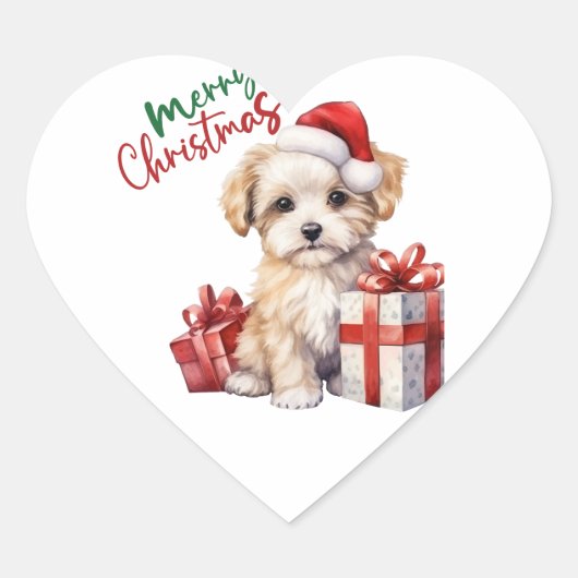 Weihnachtskleber Herz-Aufkleber (Vorderseite)