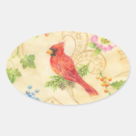 Weihnachtskleber Kardinal Vintager Stil Oval Ovaler Aufkleber
