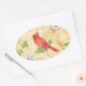 Weihnachtskleber Kardinal Vintager Stil Oval Ovaler Aufkleber (Umschlag)