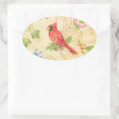 Weihnachtskleber Kardinal Vintager Stil Oval Ovaler Aufkleber (Tasche)