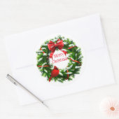 Weihnachtskleber-Kranz Runder Aufkleber (Umschlag)