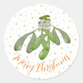Weihnachtskleber Original Wasserfarbe Mistletoe Runder Aufkleber
