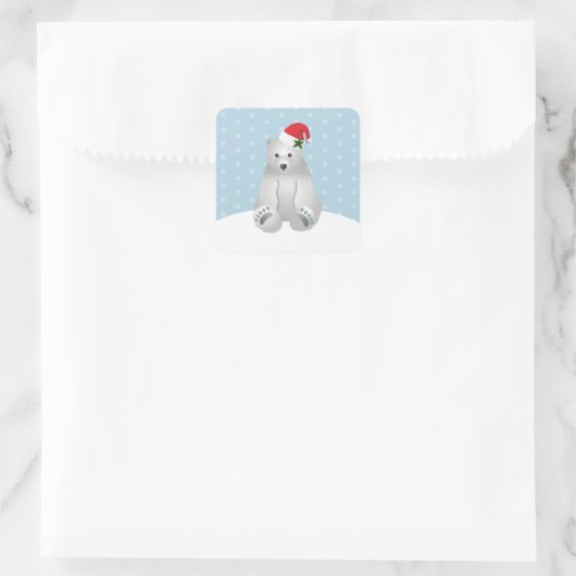 Weihnachtskleber Polar Bär Quadratischer Aufkleber (Tasche)
