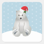 Weihnachtskleber Polar Bär Quadratischer Aufkleber (Vorderseite)
