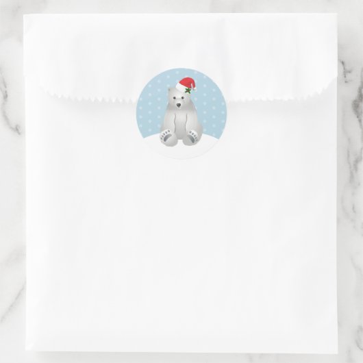 Weihnachtskleber Polar Bär Runder Aufkleber (Tasche)