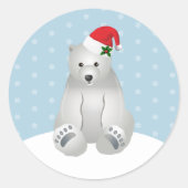 Weihnachtskleber Polar Bär Runder Aufkleber (Vorderseite)