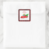 Weihnachtskleber-Red Truck Quadratischer Aufkleber (Tasche)