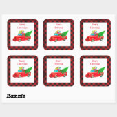 Weihnachtskleber-Red Truck Quadratischer Aufkleber (Blatt)