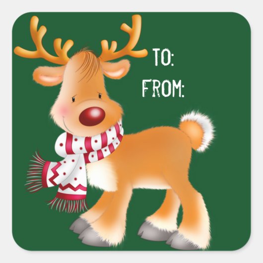 Weihnachtskleber/Rudolph Quadratischer Aufkleber (Vorderseite)