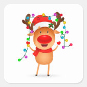 Weihnachtskleber Rudolph Quadratischer Aufkleber (Vorderseite)