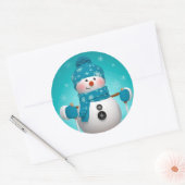 Weihnachtskleber/Schneemann Runder Aufkleber (Umschlag)
