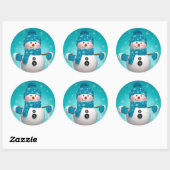 Weihnachtskleber/Schneemann Runder Aufkleber (Blatt)