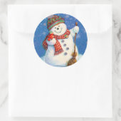 Weihnachtskleber/Schneemann Runder Aufkleber (Tasche)