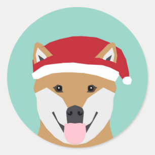 Weihnachtskleber - Shiba Inu Weihnachten Runder Aufkleber