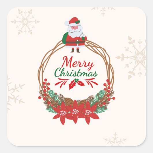 Weihnachtskleber und -marken quadratischer aufkleber (Vorderseite)