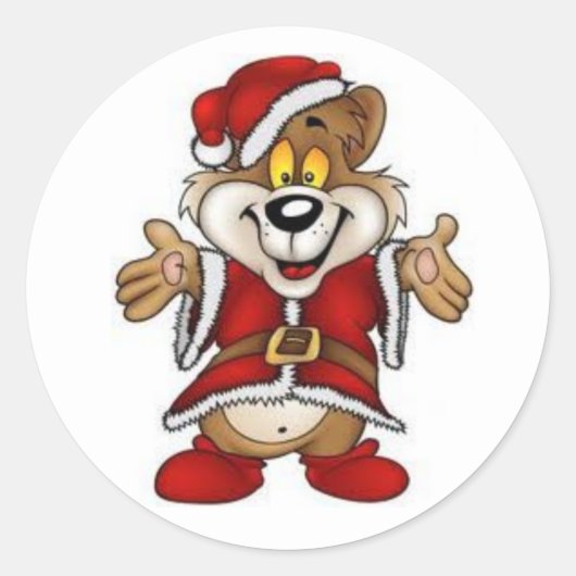 Weihnachtskleber/Weihnachtsbär Runder Aufkleber (Vorderseite)