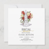 Weihnachtskleid Brautdusche Einladung (Vorderseite)