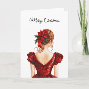 Weihnachtskleid für Frauen mit roten Haaren Karte