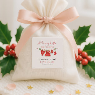 Weihnachtskleiderleine Danke Baby Shower Quadratischer Aufkleber