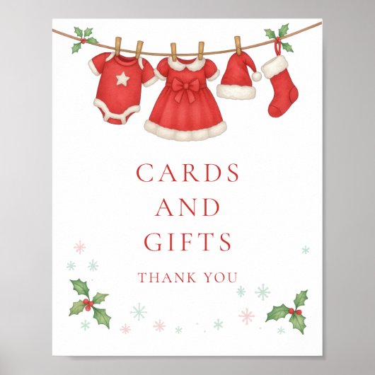 Weihnachtskleiderleine Karten Geschenke Baby Showe Poster (Vorne)