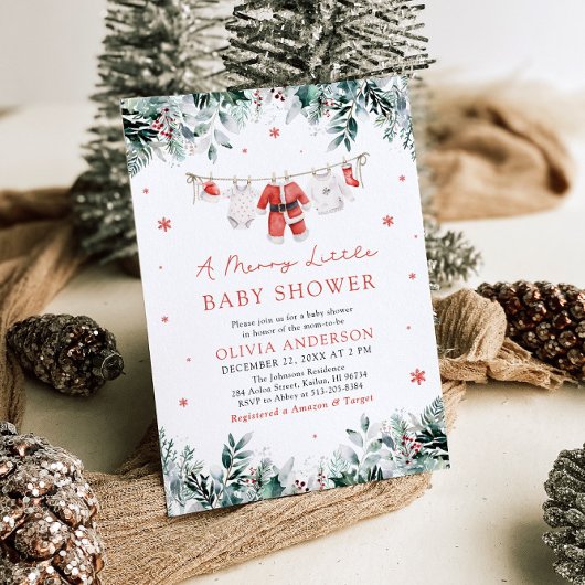 Weihnachtskleidung eine lustige kleine Babydusche Einladung