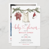 Weihnachtskleidung Foto QR Code Kinderdusche Einladung (Vorne/Hinten)