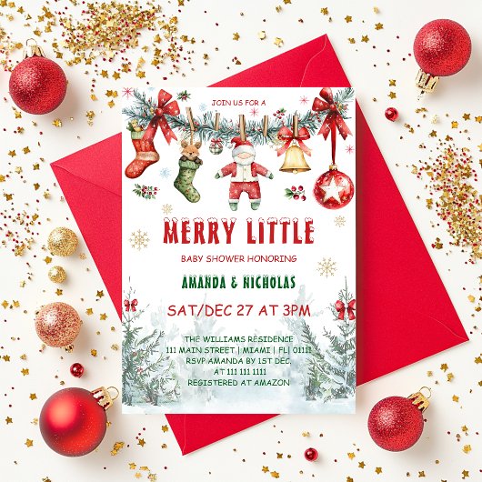 Weihnachtskleidung Kinderdusche Einladung