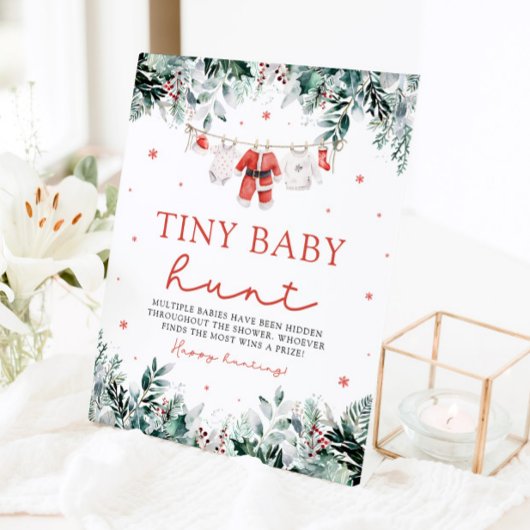 Weihnachtskleidung Kinderdusche Tiny Baby Hunt Sockelschild