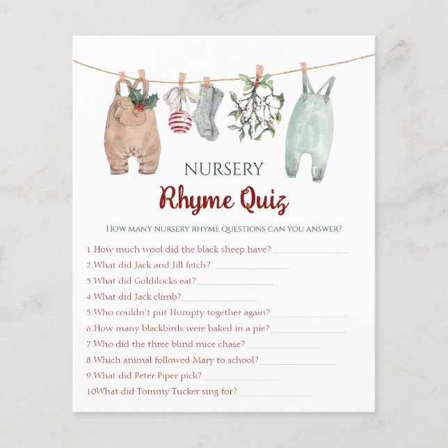 Weihnachtskleidung Nursery Rhyme Quiz (Vorderseite)