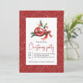Weihnachtskleidung und Party aus rotem Bug Einladung (Stehend Vorderseite)