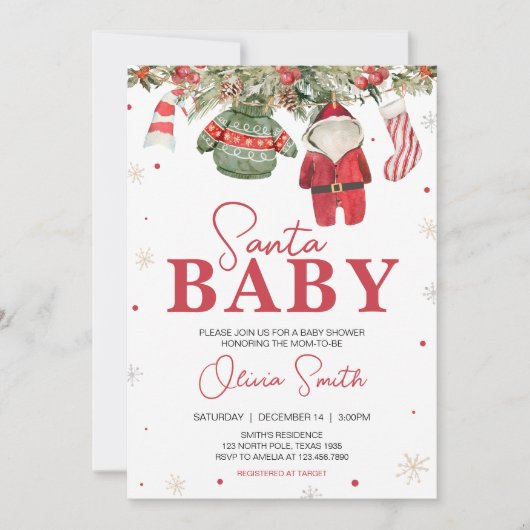 Weihnachtskleidung Weihnachtsdusche Einladung (Vorderseite)