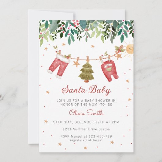 Weihnachtskleidung Weihnachtsgeschenk Baby Dusche Einladung (Vorderseite)