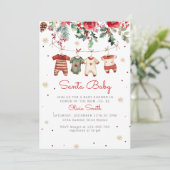 Weihnachtskleidung Weihnachtsgeschenk Baby Dusche Einladung (Stehend Vorderseite)