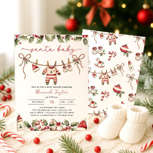 Weihnachtskleidung Weihnachtsmann Baby Dusche Einladung