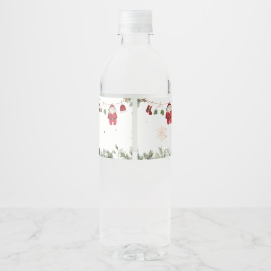 Weihnachtskleidung Winter Weihnachtsdusche Wasserflaschenetikett (Rückseite)