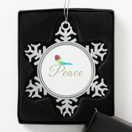 Weihnachtskleiner Vogel Friedensbote Schneeflocken Zinn-Ornament (Box)