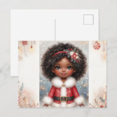 Weihnachtskleines Mädchen in Santa-Kleidung Urlaub Postkarte (Vorne/Hinten)