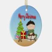 Weihnachtskleinkind-Jungen-runde Verzierung Keramik Ornament (Rechts)