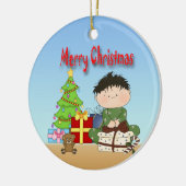 Weihnachtskleinkind-Jungen-runde Verzierung Keramik Ornament (Links)