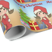 Weihnachtskleinkind-Mädchen-Packpapier Geschenkpapier (Rolleneckpunkt)
