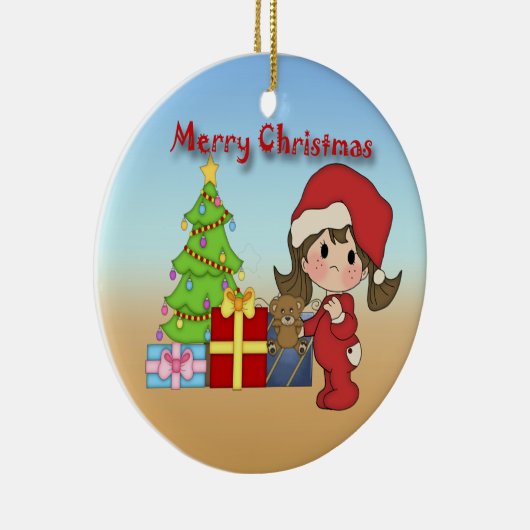 Weihnachtskleinkind-Mädchen-runde Verzierung Keramik Ornament (Rechts)