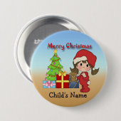 Weihnachtskleinkind-Mädchen-runder Knopf Button (Vorne & Hinten)