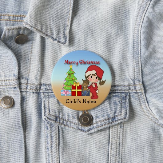 Weihnachtskleinkind-Mädchen-runder Knopf Button (Beispiel)