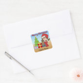 Weihnachtskleinkindermädchen-Aufkleber Quadratischer Aufkleber (Umschlag)